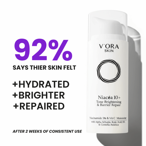 Results After 2 weeks of consistent use of Vora Skin Niacéa 10+ Brightening Moisturizer